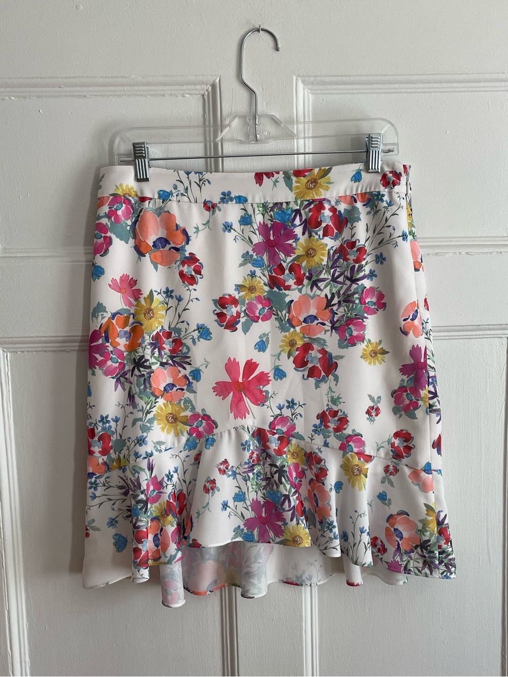 Marciano | White, Pink and Yellow Floral Ruffle Mini Skirt